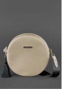 Фото Круглая женская кожаная сумочка Tablet светло-бежевая